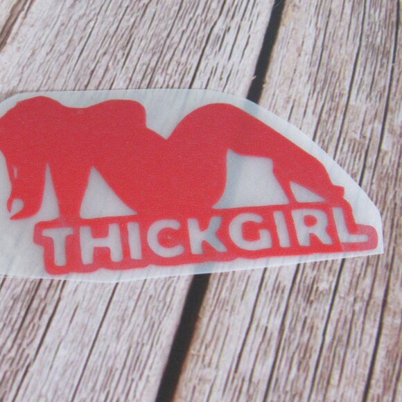 Thick Girl Decal, Permanent Vinyl Decal, Indoor or Outdoor 4" Red Decal - Picture 1 of 1
